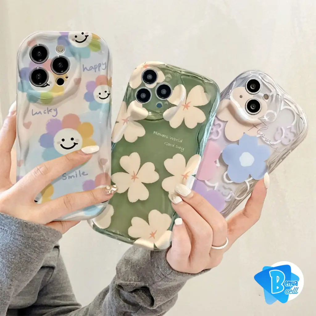 SS849 FRESH FLORAL CASE UNTUK INFINIX SMART 5 6 6+ 7 8 HOT 40i 9 10 11 12 12I 20 20I 30I 30 PLAY NOTE 12 2023 TURBO 696 PRO 4G LEMBUT 3D BERGELOMBANG TEPI MELENGKUNG BUNGA PENUTUP GLOSSY BC5251