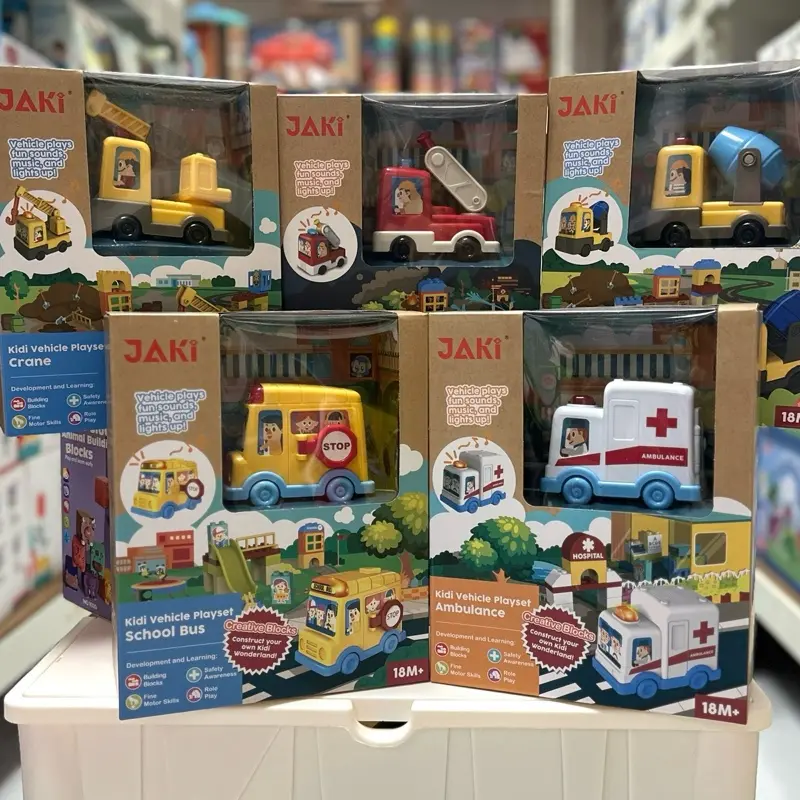 JAKI Kids Vehicle Playset - comes with dublo compatible blocks, music & educational contents  (KD3103)