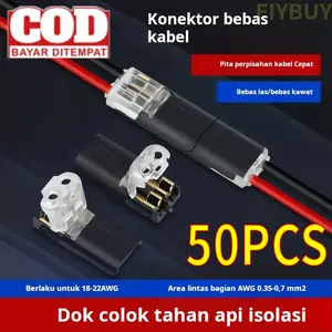 50PCS Blok terminal bebas pengupasan rumah tangga sambungan ujung kawat bebas pengelasan tipeplug-in konektor cepat yang dapat dilepas Sambungan Ujung Kawat Bebas Pengelasan Tipeplug-in Konektor Cepat Lepas Praktis Fungsional untuk 18-22AWG  0.35-0.7mm2