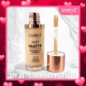 SANIYE Maquillaje Líquido Soft Matte + Protección Solar SPF 30 | Acabado Natural | Alta Cobertura