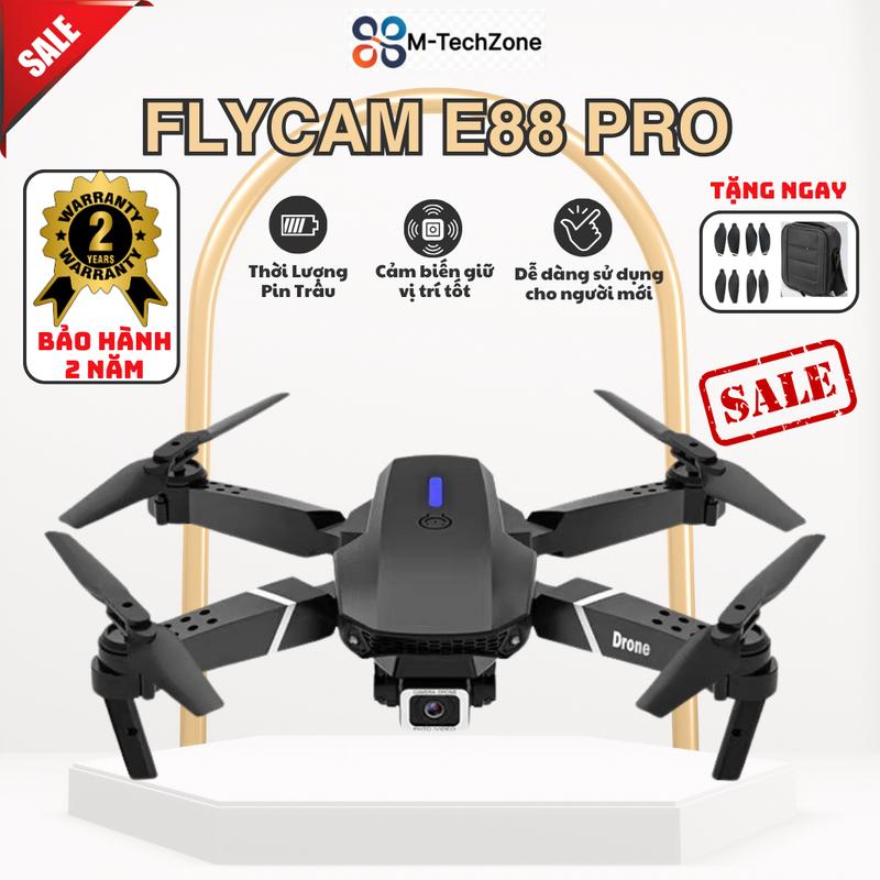 [E88] Flycam Giá Rẻ E88 Pro Máy Bay Điều Khiển Từ Xa Có Cảm Biến, GPS (Không có) Động Cơ Bền Bỉ, Camera 4k, Quay Phim Chụp Ảnh, Quay Video. Bảo Hành 2 Năm