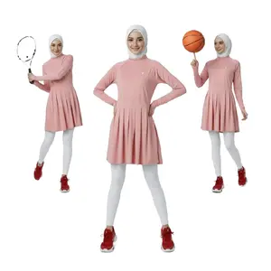 YUKANATA.ID – Dress Baju Olahraga Roundhand Anti UV untuk Jogging Padel Tenis Senam Zumba Yoga & Daily Active Wear - BABY PINK