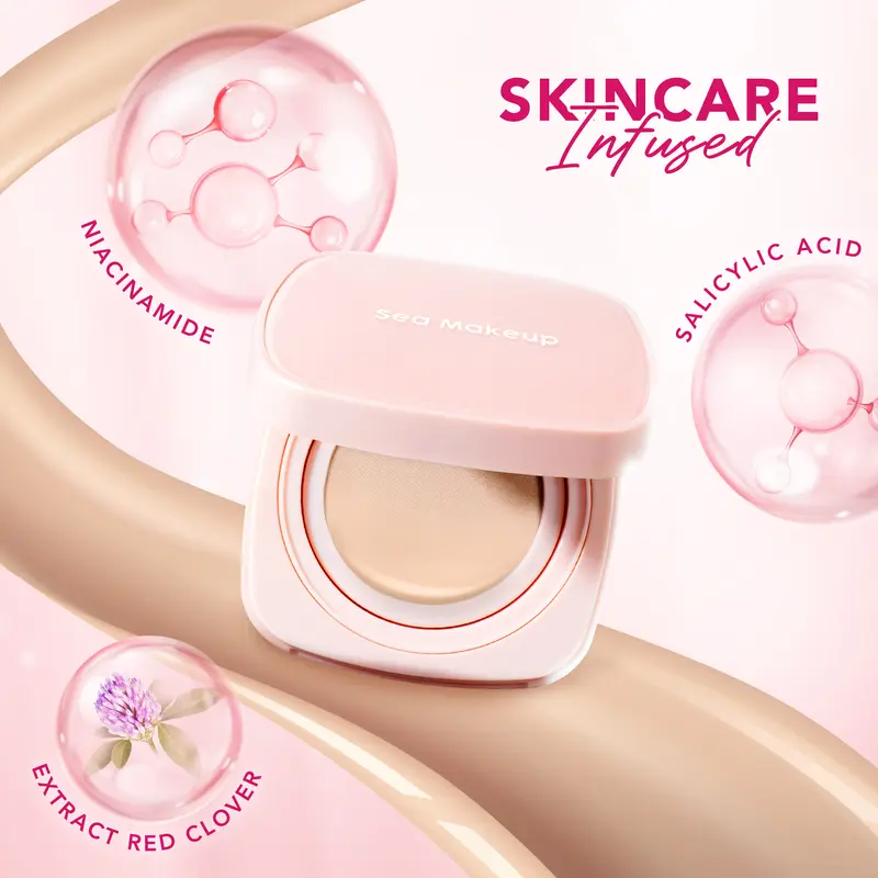 [NEW FORMULA] Sea Makeup Fix and Flawless Silk Cushion - Flawless Cushion Lightweight & Perfectly Natural 10 Shades Oil Control Silk Matte Finish Foundation Mencerahkan 1