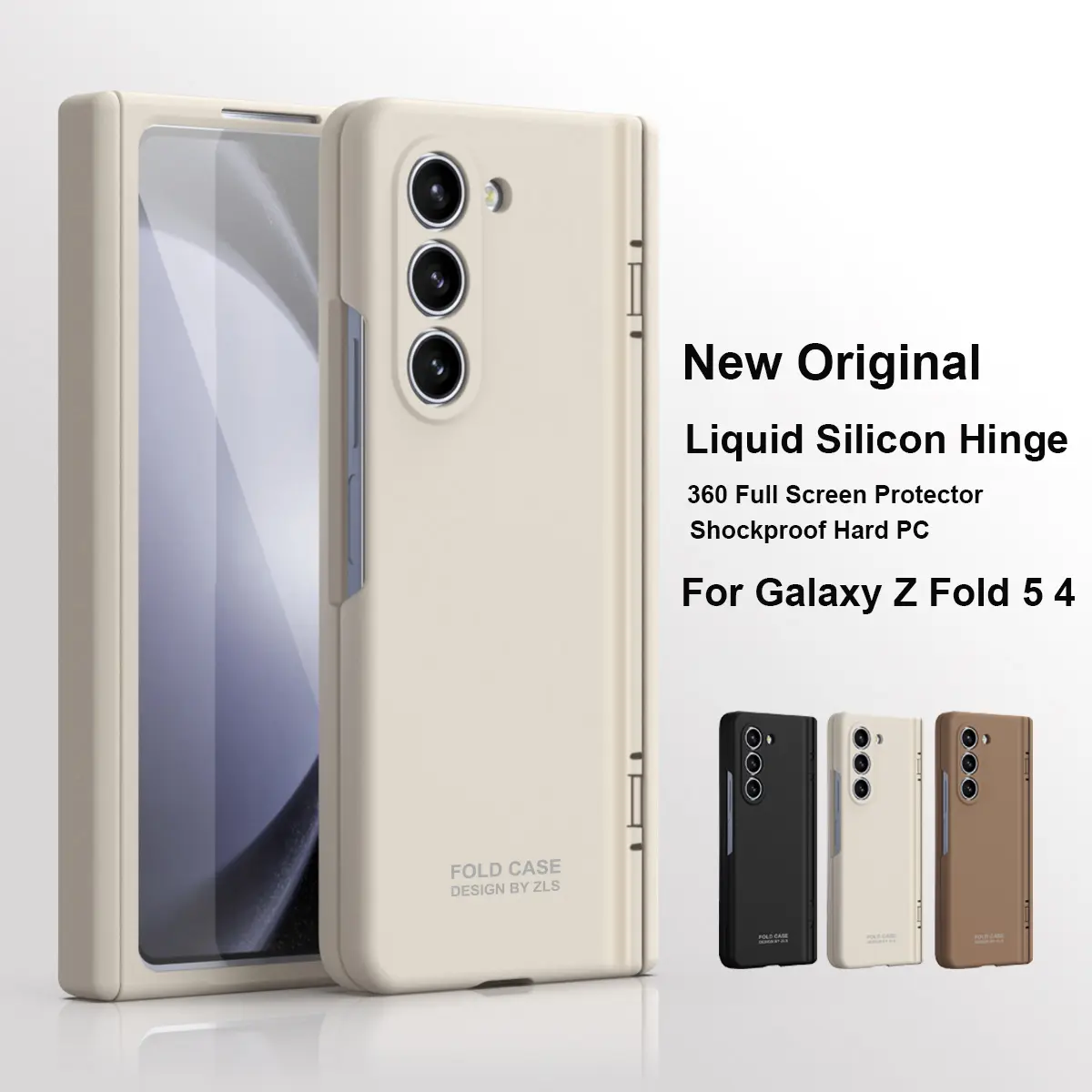 For Original Hinge Case For Samsung Galaxy Z Fold 5 4 3 2 Liquid Silicon Armor Shockproof 360 Full Screen Protector Cover Fold 4