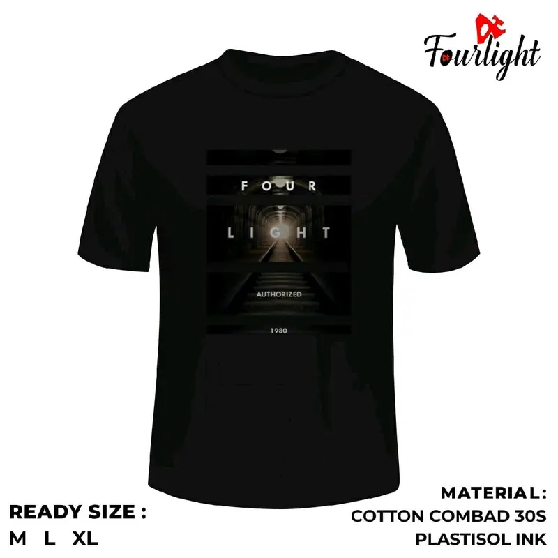 Kaos Best Seller Pria Wanita Fourlight Brand Lokal Kaos Pria Wanita Distro Baju Combed Sablon Tshirt Nyaman Unisex Atasan Cowok Keren Dewasa Pendek Katun Hitam High 1