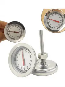 Kitchen Oven Thermometers Large Easy-Read Face Meat Thermometer  Long Stem Stainless Steel Grill Fry Chef Smoker Thermometer