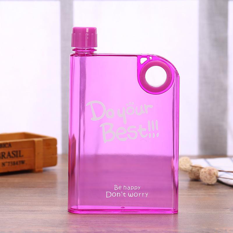 Product Introduction of Creative Square Book Water Bottle Ring Water Bottle Notebook Water Bottle Clear Plastic Cup Outdoor Portable Flat Water Cup 10