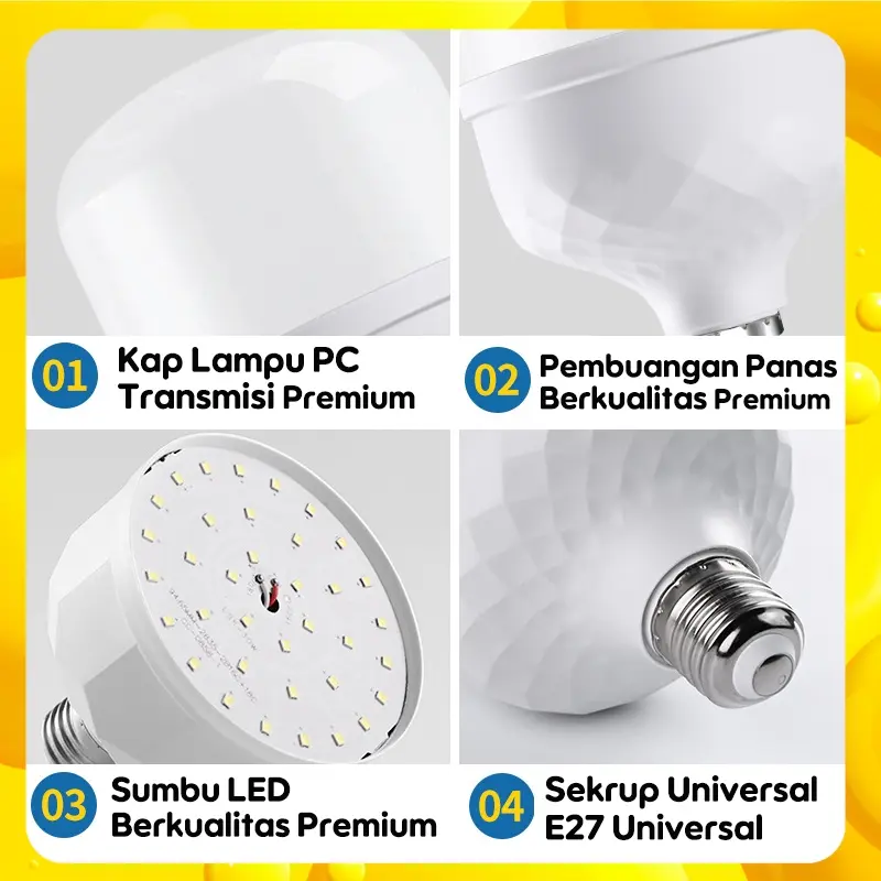 Lampu led kamar jumbo super terang Lampu bohlam rumah murah hemat energi LED Bulb E27 putih Lampu tabung berkualitas 3