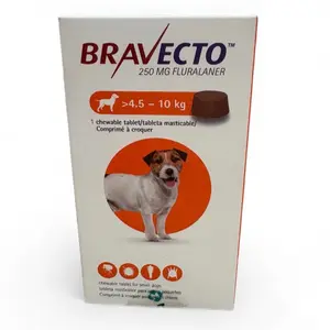 BRAVECTO 4,5-10 kg Obat Kutu Anjing 90 Hari 250 MG Fluralaner Chewable Tablet untuk Anjing Kecil