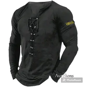 A - Kaos V Neck Tali Lengan Panjang Nirvans Distro / Kaos V Neck Tali Printing / Kaos V Neck Tali Pria / Kaos V Neck / Kaos Pria / Kaos Viral Distro / Kaos Terbaru / Kaos Model Tali Printing / Kaos Tali Dada / Kaos Pria Terbaru / Kaos Viral Nyaman Baju