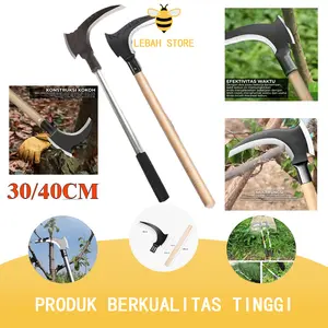 (30/40CM)Pemangkas Sabit kapak Ganda Pemangkas Rumput Multifungsi /Sabit Arit Rumput Baja Asli Sabit Kapak Ganda Alat Pemotong Ranting Pohon Alat Panen Padi Potong Rumput