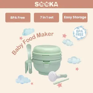 Sooka Perlengkapan Grinding Food Procesor Maker Mangkuk Penggiling Penyaring Manual Menghaluskan Makanan Bayi Anak-Anak Penghalus Makanan SK-ECB1052
