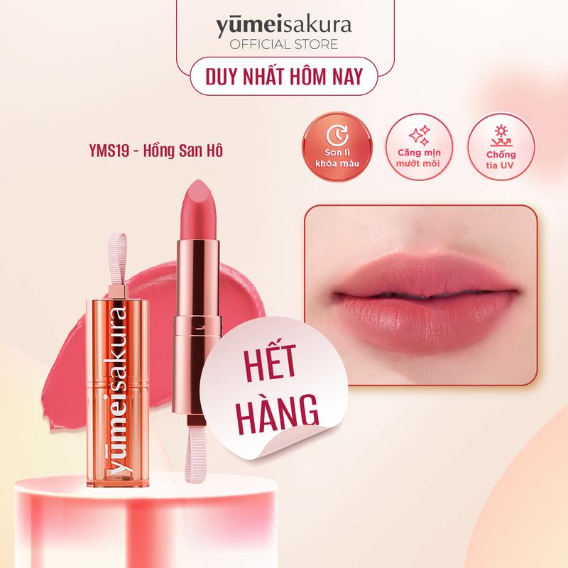 Son Thỏi Màu Hồng San Hô Lì Mịn Siêu Dưỡng Yumeisakura Chotto Matte YMS19 3.5g