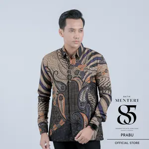 Batik Menteri 85 Motif Prabu - Kemeja Batik Pria Lengan Panjang Slimfit Premium Lapis Furing