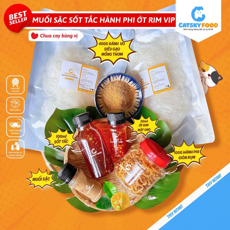 [Deal Sock] Combo Bánh Vò Muối Sặc Sốt Tắc Hành Phi VIP - Bánh Tráng Phơi Sương Vò Dẻo 400g  Muối Sặc , đồ ăn vặt snack Food chua cay Nước Sốt Gia Vị