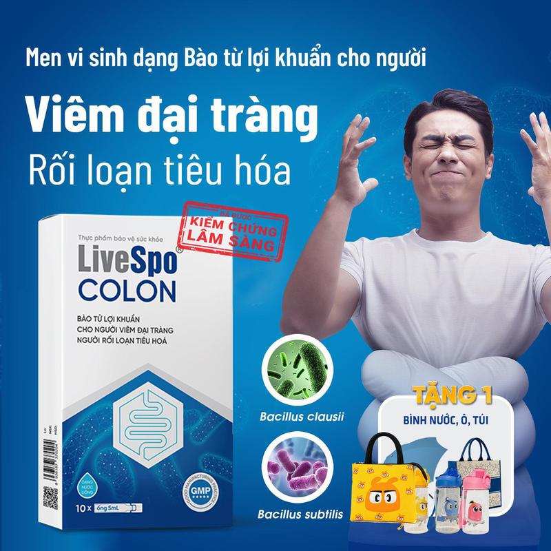 Men vi sinh dùng cho Viêm Đại Tràng, Táo bón, Tiêu chảy - LiveSpo COLON 3 tỷ bào tử lợi khuẩn (Hộp 10 ống x 5ml)