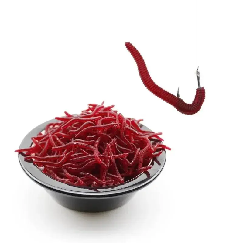 Mồi Câu Cá Mồi Mềm, 200 Chiếc, Thích Hợp Cho Cá Vược Và Cá Bream, Có Loang Máu Và Giun Đất, Được Làm Bằng Cao Su, Mồi Giun Đỏ, Có Mùi Cá, Thiết Kế Như Thật