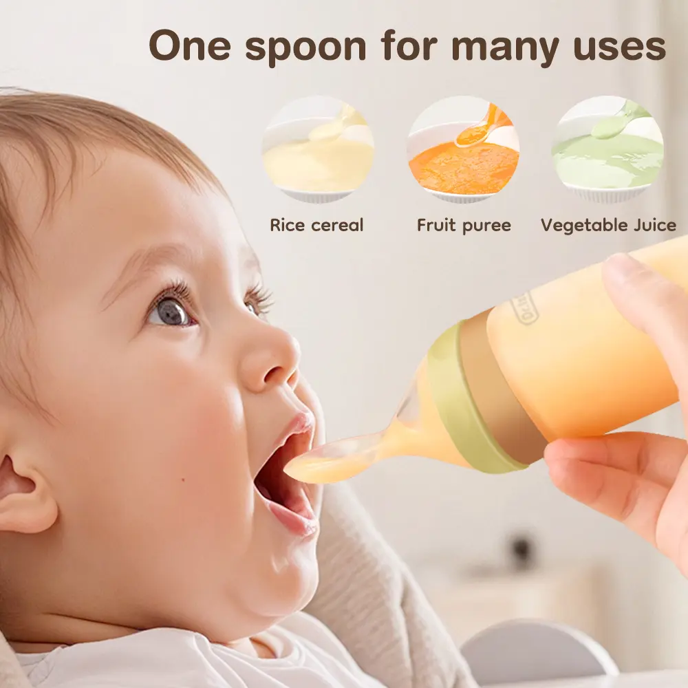 Dr.isla Botol Sendok Makan Bayi Silikon Cair Sendok 120ml Baby Squeeze Feeder Spoon Lembut Dan Elastis Desain Anti Bocor BT08