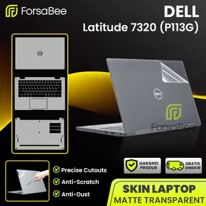 FORSABEE - Skin Protector untuk Laptop Dell Latitude 7320 ( P113G ) ( 2021 ) Anti Gores Antigores Body Guard Garskin Sticker Stiker Pelindung Matte Transparan Warna Hitam Motif Carbon Karbon