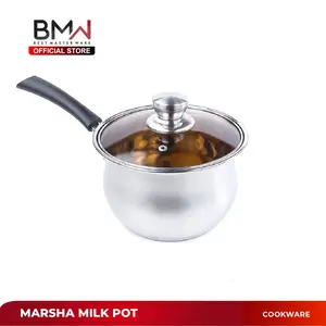 Panci Susu Stainless Steel Panci Milk Pot Tutup Kaca Tebal 18CM