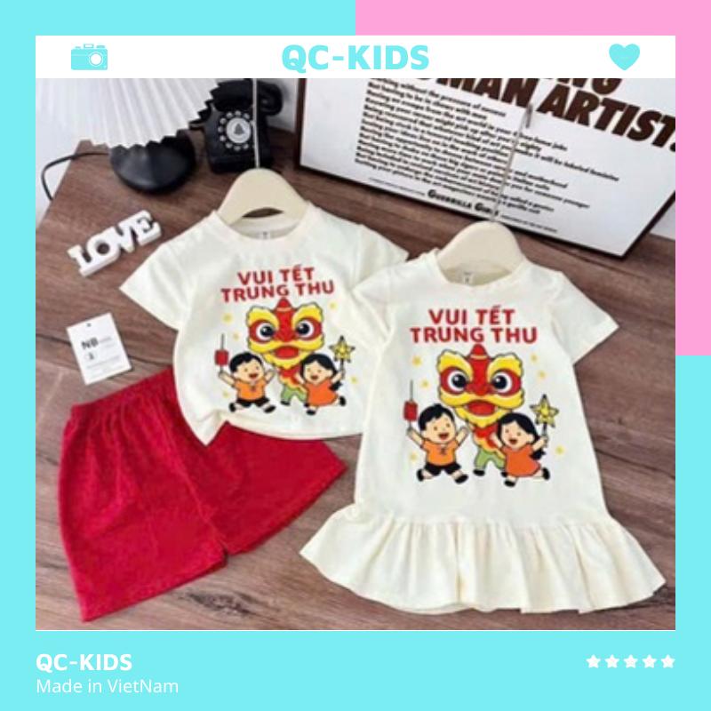 ( Xả hàng không tặng quà) Bộ quần áo cộc tay và váy đuôi cá vui tết trung thu cho bé 8-18kg