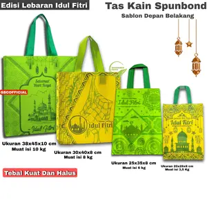 1 Lusin Tas Goodie Bag Lebaran Idul Fitri Kain Spunbond  Ukuran 25x35 30x40 38x45 Sedang dan Jumbo Untuk Kantong belanja sembako , Souvenir , Goodybag paperbag kain totebag, Tas Parcel Kado snack Hampers lebaran Kaleng Biskuit sirup Kue Kotak Nasi Wanita
