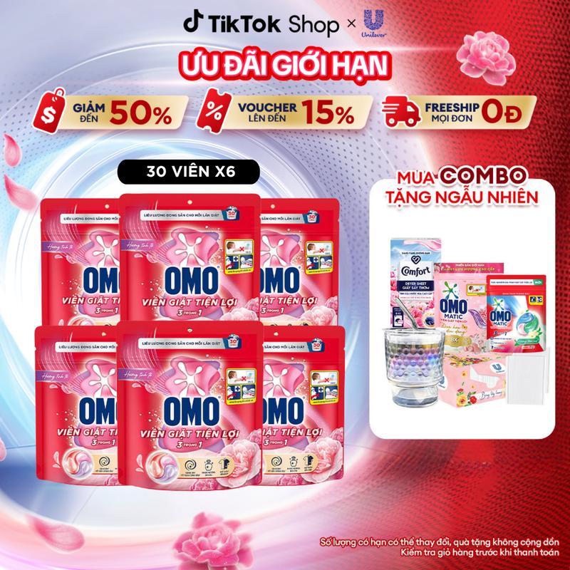 Combo 6 Túi viên giặt tiện lợi OMO 3 trong 1 [1]