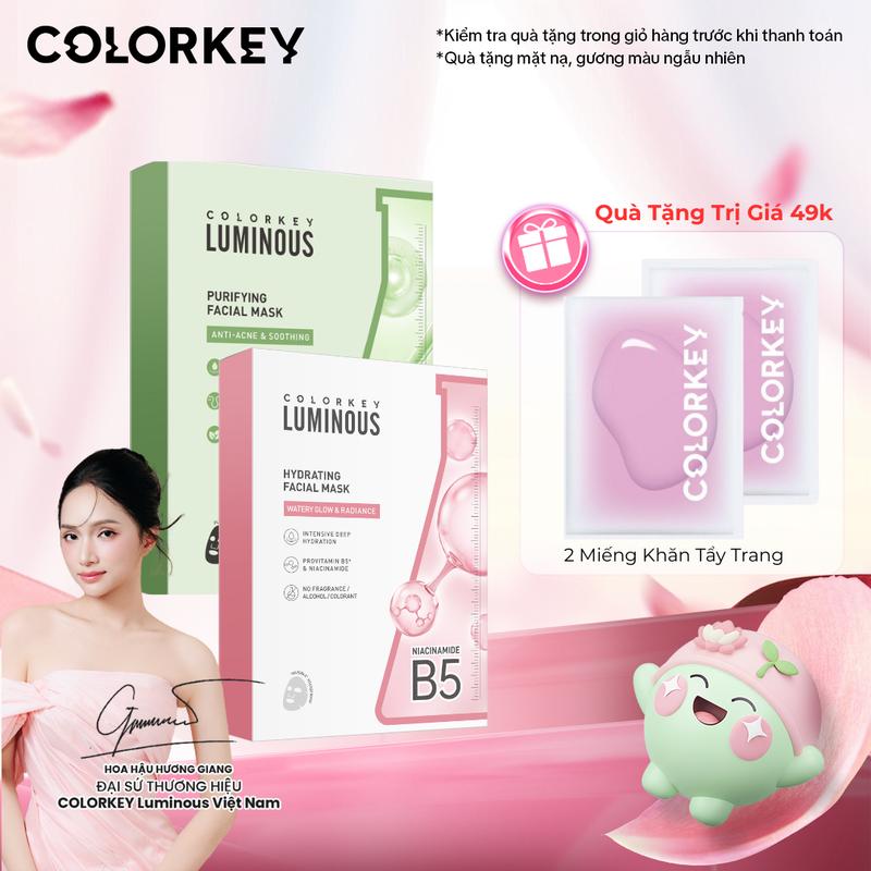 EX 1 HỘP Mặt Nạ Giấy COLORKEY LUMINOUS Hỗ Trợ Cấp Ẩm PHIÊN BẢN NÂNG CẤP MỚI 10 miếng hộp Skincare Làm Đẹp Da - KLL1L1
