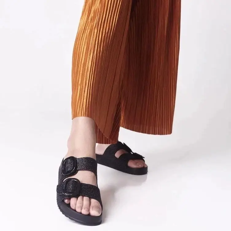 Sandal Dobeltop M.Cozy Slide Wanita Black Pink 7