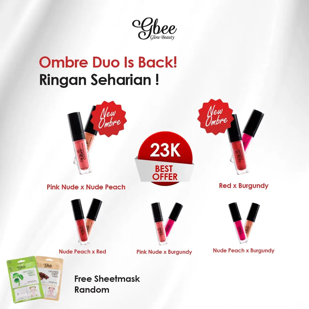 PROMO LIPCREAM/LIPSTIK GBEE GLOW BEAUTY TAHAN 24 JAM