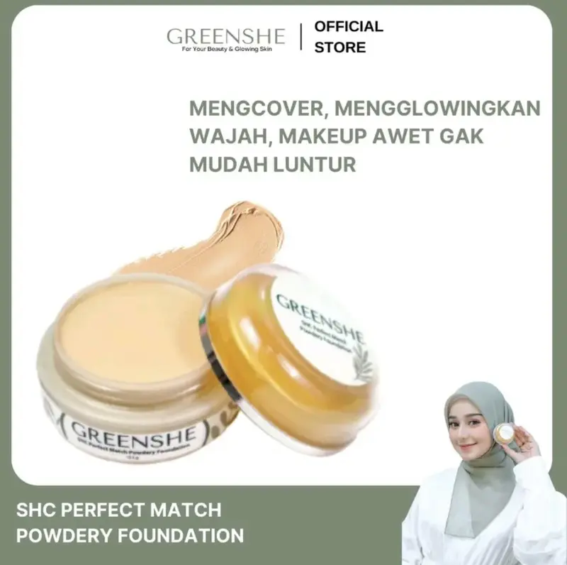 SHC Powdery Foundation | Bedak SHC Greenshe - Bedak Glowing 7