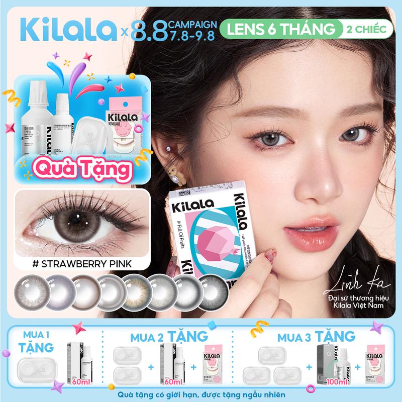 Kính áp tròng Kilala lens 6 tháng màu Nâu Xám Hồng Lam DIA 14.2mm độ cận 0-7 lens có giãn tròng vừa phải được Linh Ka yêu thích Nữ Women [Lens được Linh Ka lựa chọn Linh Ka]