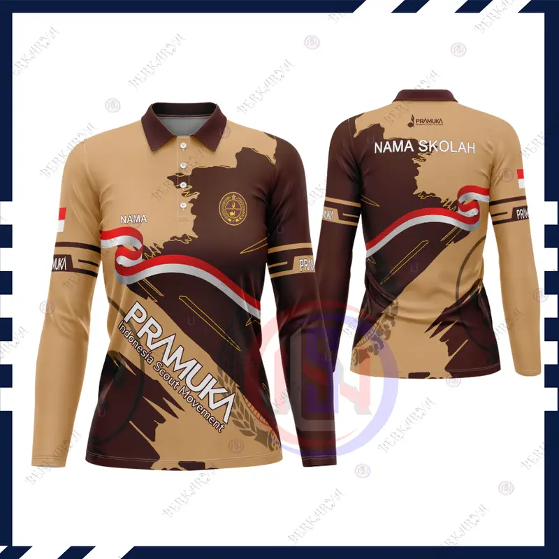 Baju Pramuka Kaos Berkerah Wanita Baju Jersey Pramuka Pembina Fullprint Baju Pramuka Baju Guru Pramuka Atasan Polo 3