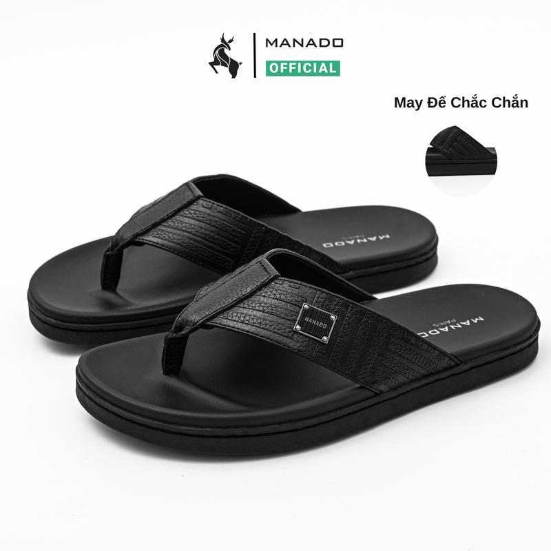  Dép da nam MANADO sandal quai kẹp mã MQK02 Dép tông nam chất liệu da bò vân mill mềm mại đế cao su khâu chắc chắn fullbox thích hợp đi chơi đi biển 