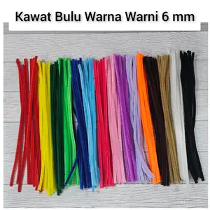 Kawat Bulu Warna Warni 6 mm, Pipe Cleaner Bludru, Mainan Edukasi Anak