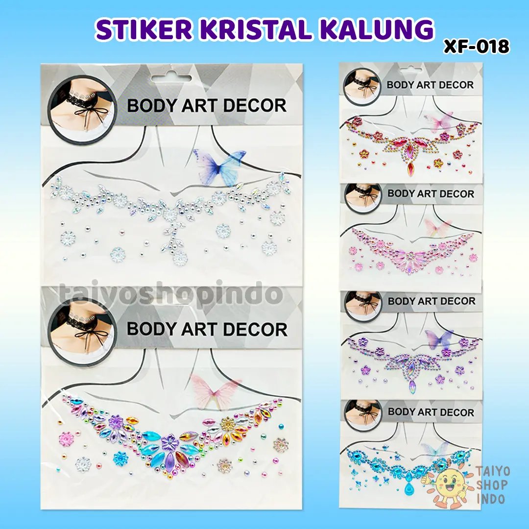 TAIYO Stiker Kristal Kalung Body Art Decor Crystal Gems Hiasan Tempel Aksesoris Fashion Wanita
