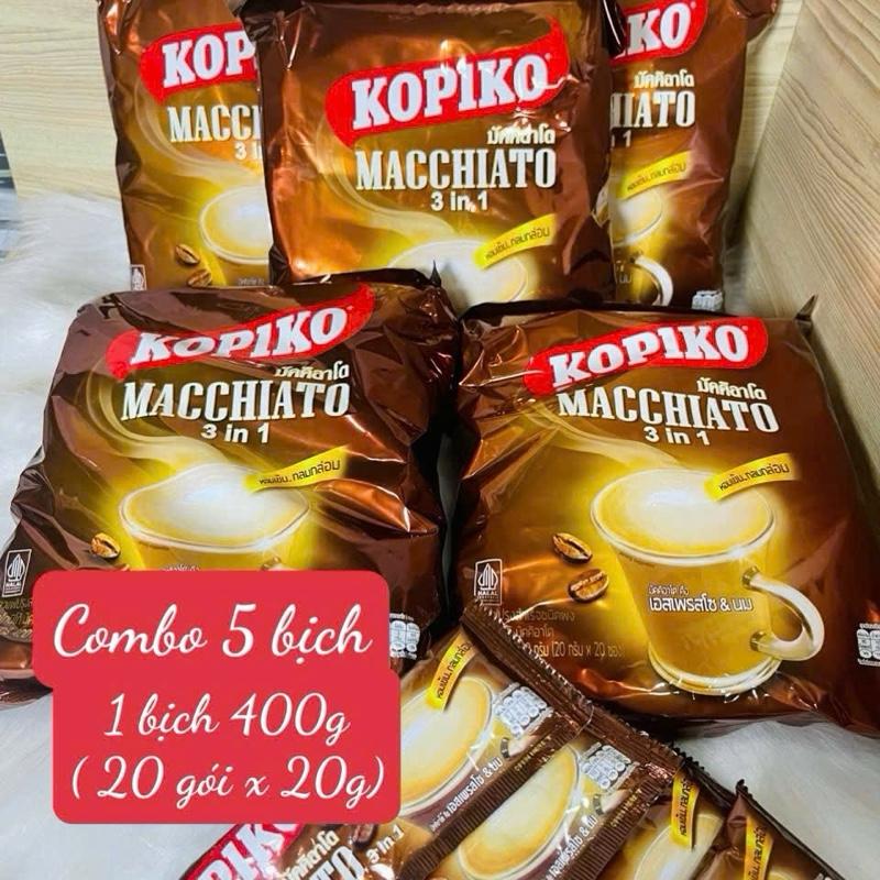 (COMBO 5 TÚI) CÀ PHÊ KOPIKO MACCHIATO 3IN 1 (CHUẨN THÁI ) 1 TÚI 400GR (20 GÓI x 20gr)