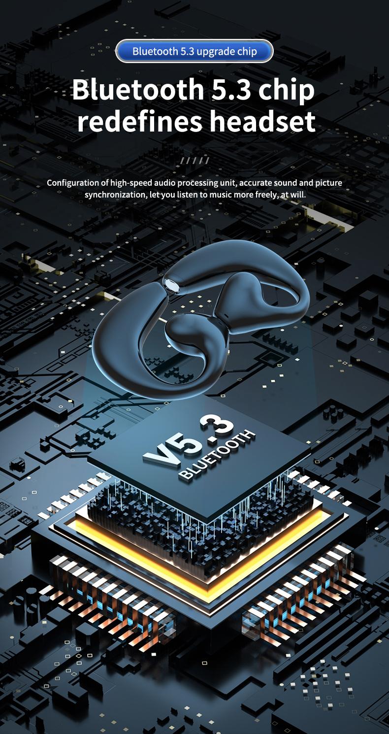 Stereo surround suara nirkabel headphone Bluetooth OWS wireless olahraga earphone terbuka earring headset tahan lama kenyamanan memakai Earbuds dengan LED digital JR02