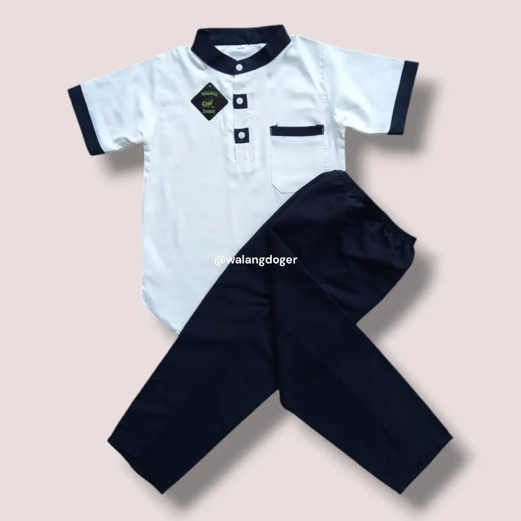 Setelan Baju Koko Anak Model Panda Lengan Panjang dan Pendek Usia 1-13 Tahun - Peci, Muslim
