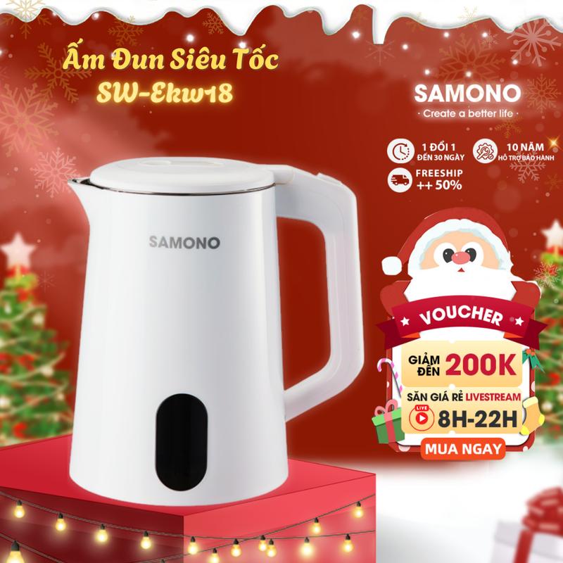 BH 1 năm Samono Ấm Siêu Tốc 1500W Dung Tích 2L với inox304 cao cấp 2 lớp chống nhiệt dễ vệ sinh Bình Đun Nước pha sữa và chống bỏng chống trượt SW-EKW18