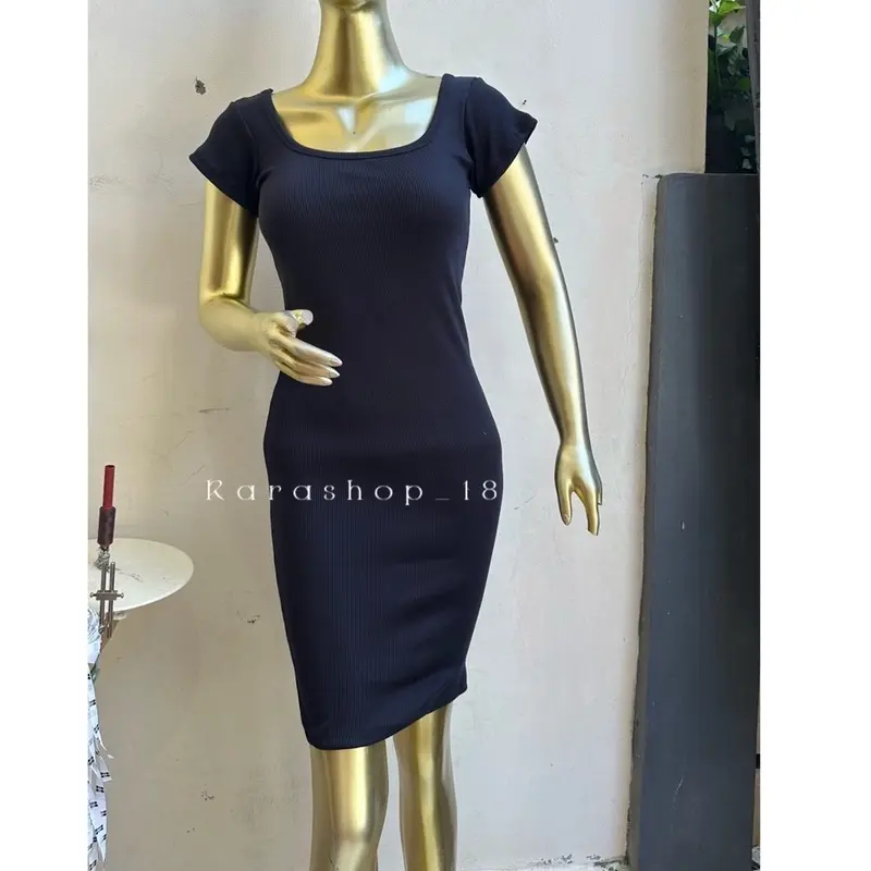 Dress Wanita Rib Lisa Square Fit Body Casual - Elegant dan Nyaman 6
