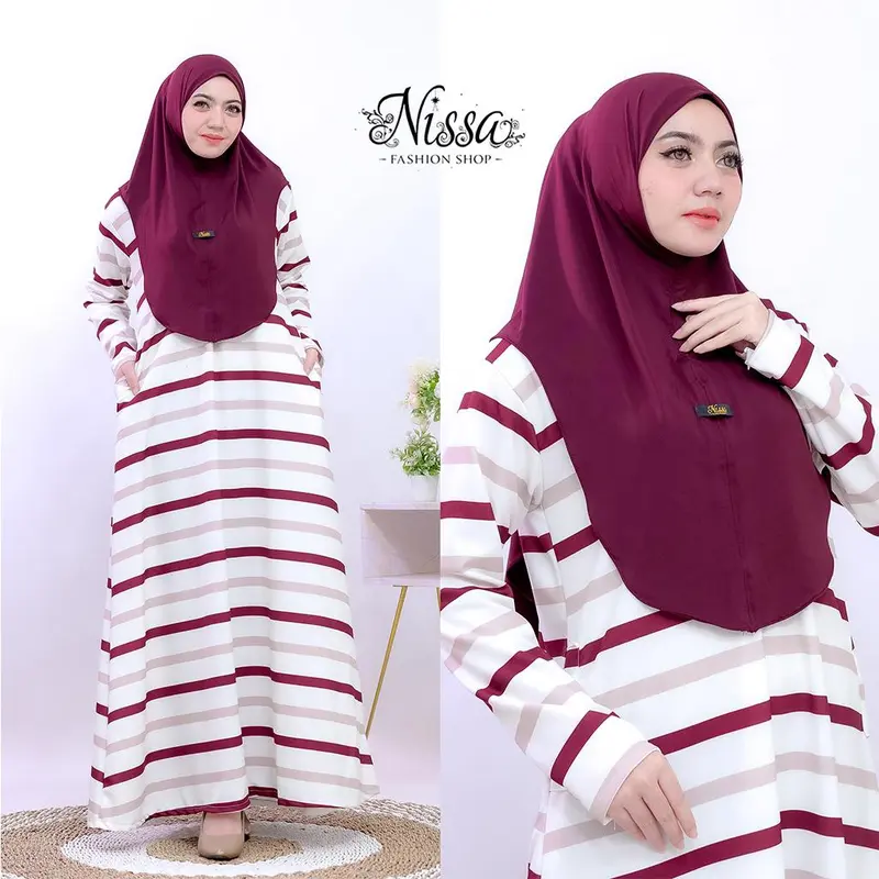 Set Aulia Dress Hijab Syar'i Mix Jersey Premium - Gamis Muslim 8
