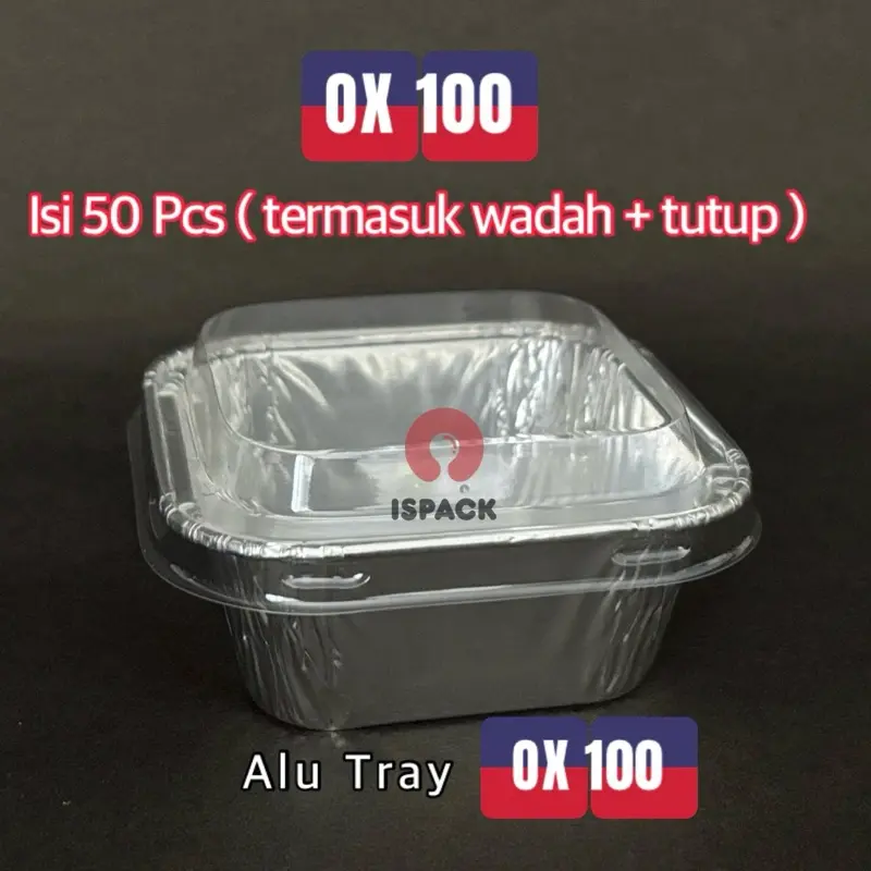 Aluminium Tray OX-100 ( Isi 50 pcs termasuk tutup ) / OX-100 ( ISI 50 PCS TERMASUK TUTUP )