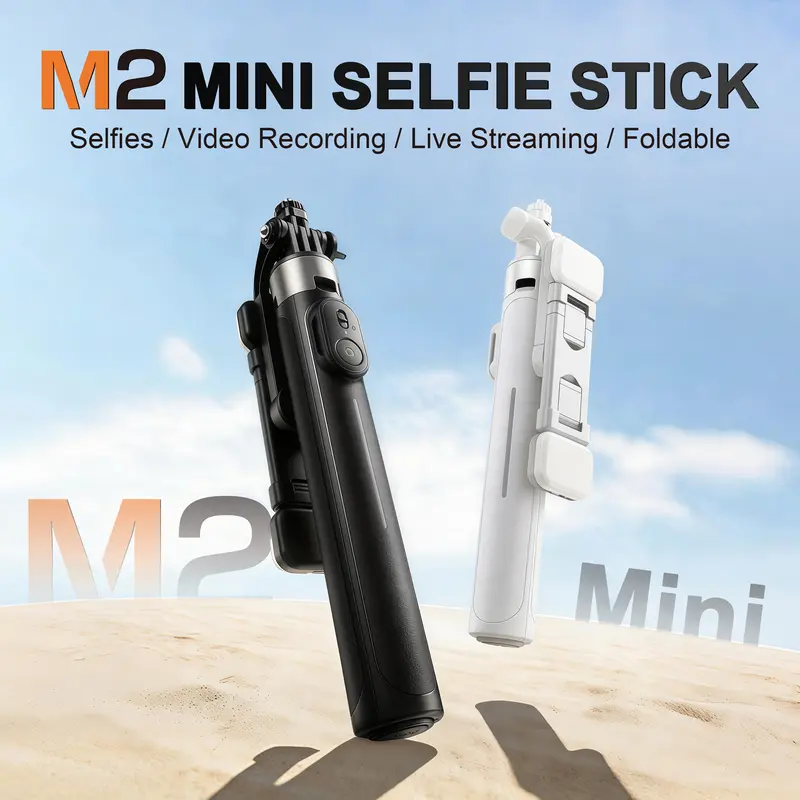 M2 MINI Multi-Functional Selfie Stick – Versatile 3 in 1 Handheld Tripod, Toss to Pop Open, 1.3m Adjustable Length, 360° Rotation with Wireless Bluetooth Remote for iPhone and Android