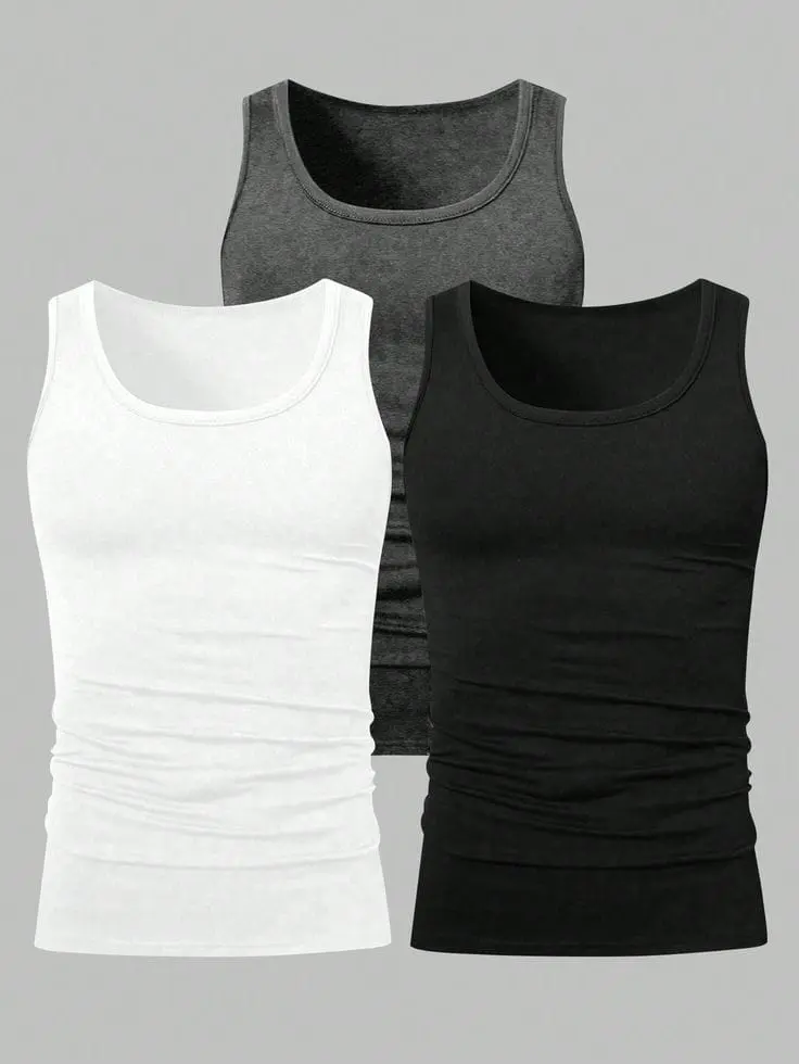 PAKET 3 PCS KAOS SINGLET DALAMAN PRIA DEWASA POLOS Hitam Oblong Katun Putih Cowok Keren Distro Atasan