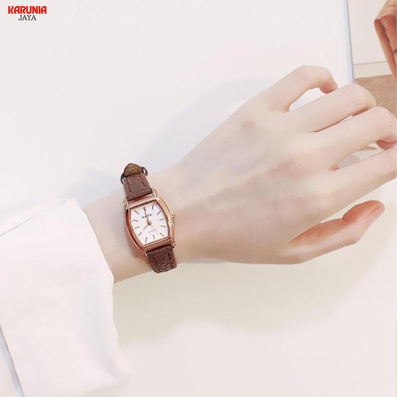 [Tiktok shop] KJ FREE BATERAI Jam Tangan Wanita Pria Couple Polos Casual Dial Segi Fashion Analog Quartz Simple Strap Kulit Pu Leather RM066