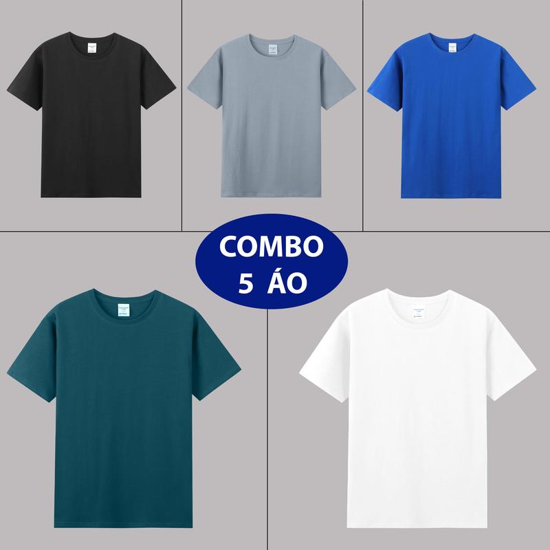 [SIÊU RẺ] Combo 5 áo phông trơn nam LA Men Shop kiểu dáng basic thể thao chất vải thun lạnh co giãn thoáng mát