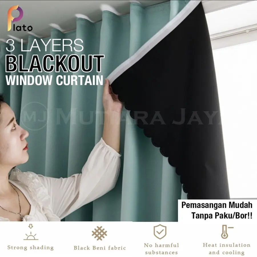 PLATO Tirai Jendela Gorden Blackout Tempel Hordeng Jendela