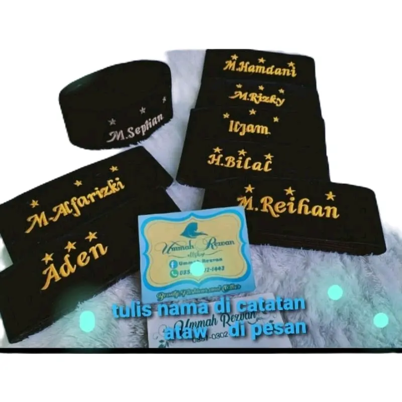 peci polos bahan bludru bisa riquest nama sendiri Muslim Kopiah Hitam