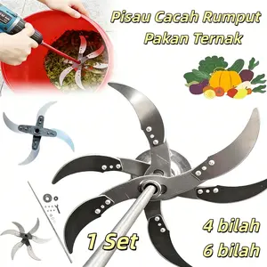 [Pisau+as panjang]Pisau Pencacah Pakan Ternak Multifungsi Baja Tahan Karat Super Tajam untuk Daun Sayuran Rumput Ayam Bebek Entog Diameter 24 cm Cocok untuk Ember 20 kg